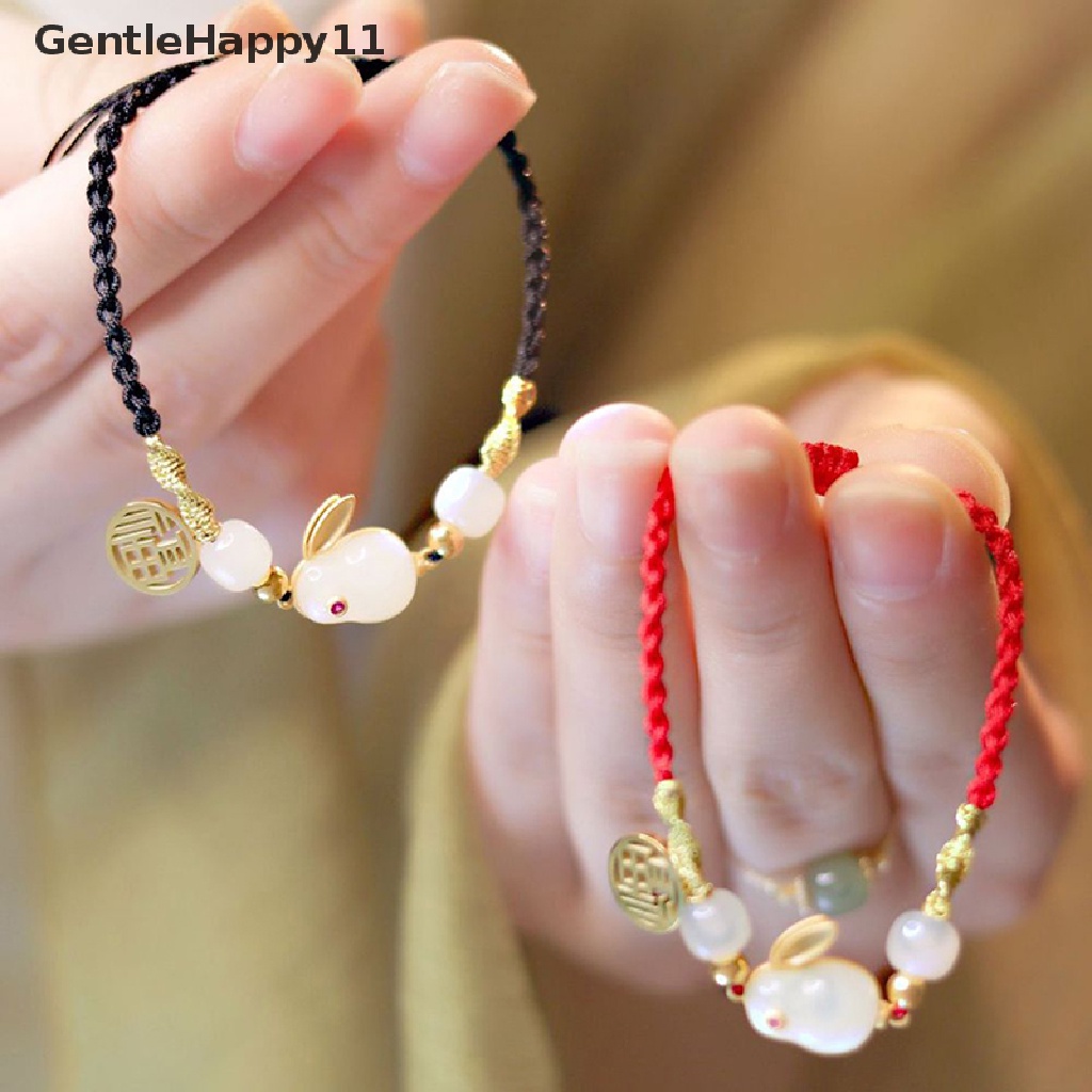 Gentlehappy 2023tahun Kelinci DIY Seni Kerajinan Gelang Tali Merah Dikepang Gelang Liontin Gelang Untuk Pacar Anak Siswa Hadiah Lucu Mengenang Anyaman Tangan Tali Perhiasan id