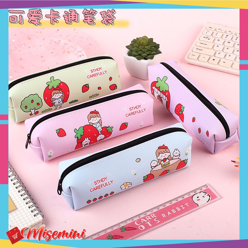 

Ⓜ️ ️️Ⓜ️️Tas Pensil Tempat Alat Tulis Motif Strawberry Bahan PU Japanese Style Import