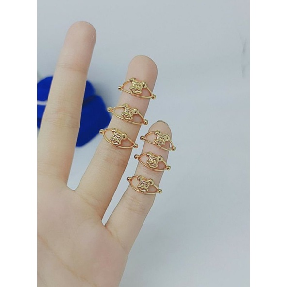 cincin anak mickey polos/perak asli silver 925 lapis emas/perhiasan fashion wanita terbaru