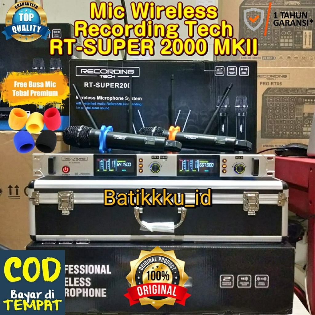 Mic Wireless Recording Tech RT SUPER 200 MK II RT SUPER200 ORIGINAL FREE KOPER