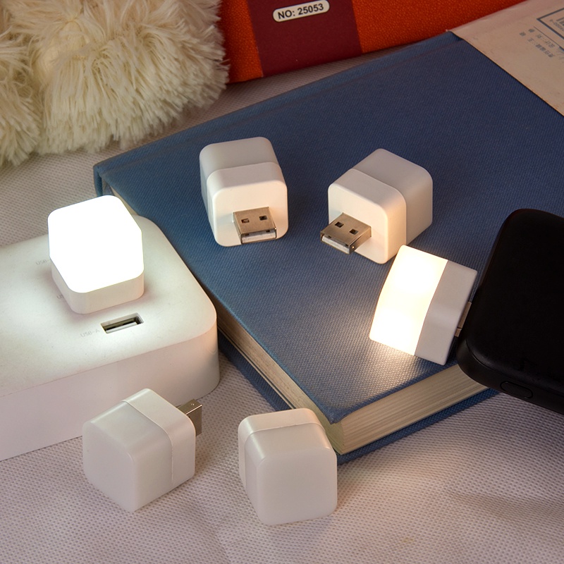 1pc USB Plug Lamp Mini LED Night Light/Power Bank Charging Book Lights Lampu Pelindung Mata Baca Kecil Peralatan Berkemah