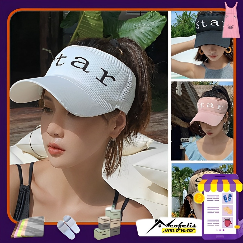 Topi Pantai Korea ZE STAR / Topi Senam Golf Sport Sepeda Aerobik Summer Tennis Rajut Pelindung UV