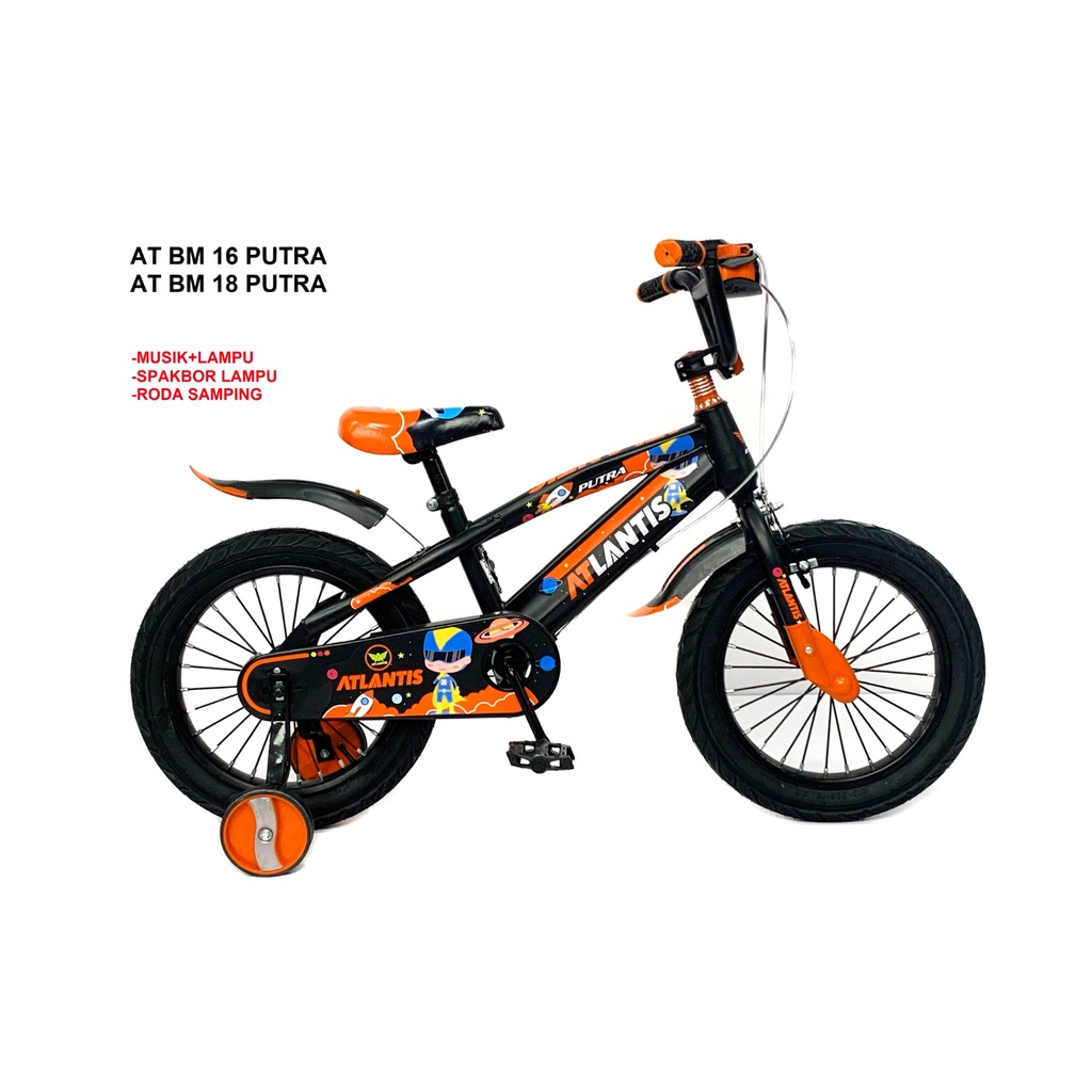 SEPEDA ANAK LAKI LAKI 16 &amp; 18 BMX ATLANTIS PUTRA 2.5 lampu dan  MUSIK sepeda anak murah