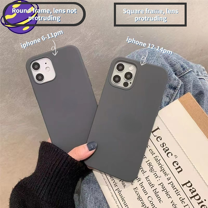 IPHONE Dengan Lo-go Blackcurrant Casing Ponsel Silikon Untuk Iphone14 12 13 11 Pro X/xs Max Anti Jatuh Lembut Penutup Belakang Xr 14Plus Casing