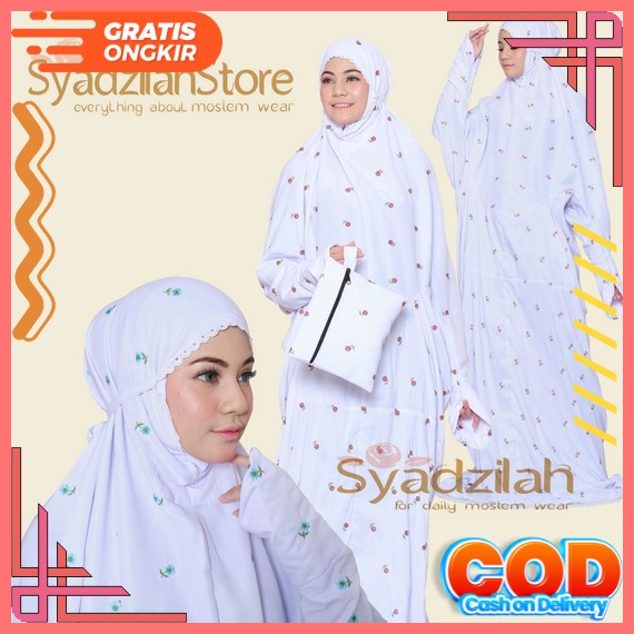 Mukena Parasut Korea 2In1 | Parasut Bordir Travelling Free Sejadah | Terusan Parasut | Parasut Polos