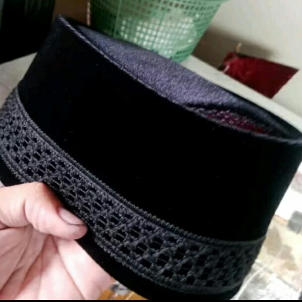 TERBARU peci al hidayah renda hitam polos - PILIH UKURAN 12