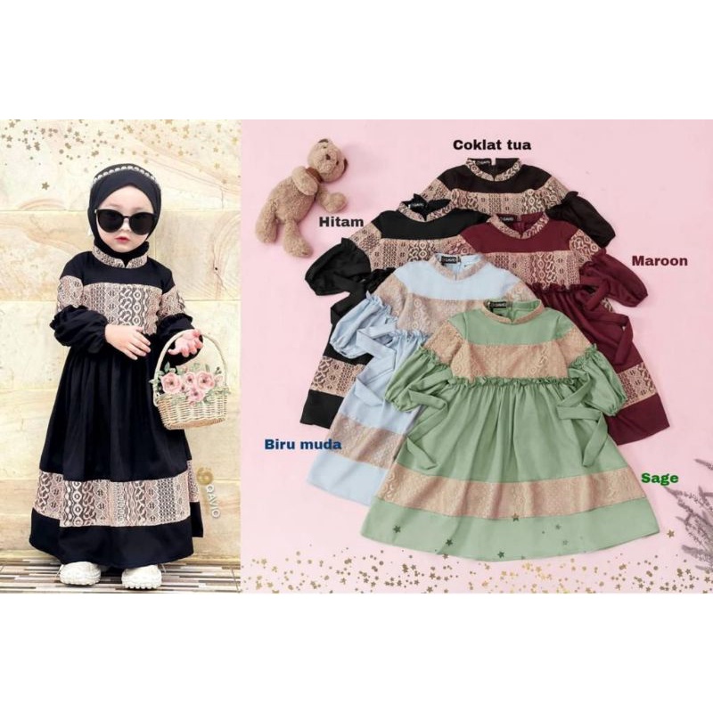 SYARI SURI KID, MOSCREPE, GAMIS HIJAB MUSLIM, MAXY DRESS, 3 UKURAN