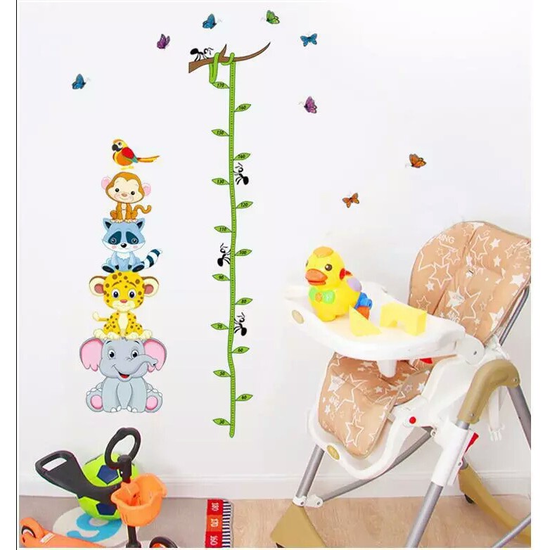 ADEK Wall Sticker / Stiker Dinding Tinggi Badan Anak Hewan Gajah Singa Grow Up Animal AY9021 Wallsti