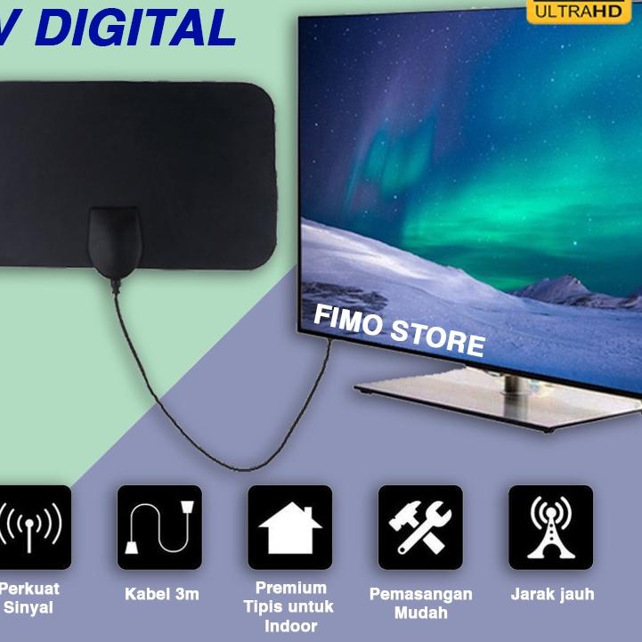 ✪ Antena Tv Indoor Led Super Jernih Dalam Ruangan Original Tabung DVB-T2 4K High Gain 25dB Indor Ori