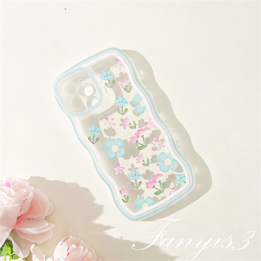 OPPO A78 A17 A77 A77s A57 A76 A96 A16 A16s A16k A15 A15s A54 A74 A55 A95 A94 A93 A53 A33 A32 A5 A9 2020 A3s A5s Reno 8T 7Z 7 6Pro 5 F11 F9Pro Soft Case Pelindung Motif Bunga Gelombang Untuk
