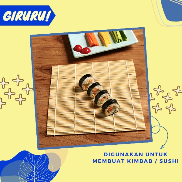 Gulungan Sushi Bamboo / Penggulung Sushi / Tikar Bamboo Sushi / Sushi Roll Matt / Bamboo Sushi Mat Roller / Alat Penggulung Pembuat Sushi / Tikar Bambu Gulungan Sushi / SUSHI Roller Alas Gulung Tikar Penggulung Sushi Makisu Mat Roll / BAMBU SUSHI ROLL