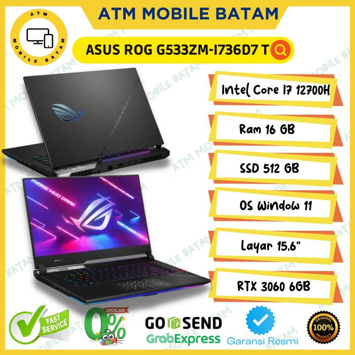 ASUS ROG STRIX G533ZM i7 12700H 16GB 512SSD RTX3060 W11+OHS 15.6FHD