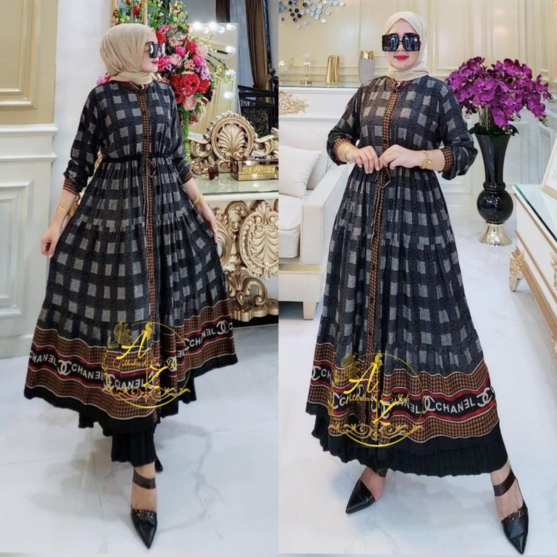 AYUNI MIDI DRESS SET ROK MIDI 3IN1 OUTER DRESS DAN ROK