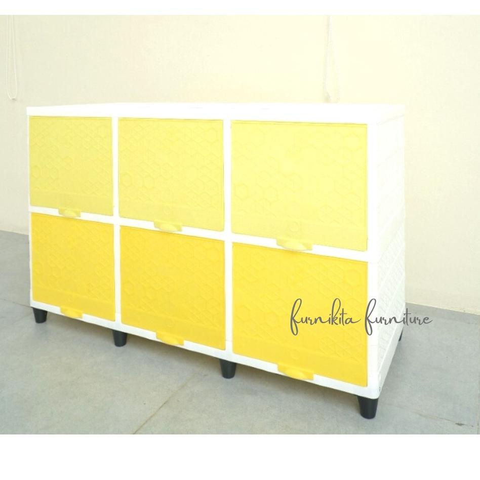 ✺ LEMARI PLASTIK TRIPLE FLIP CLUB SUSUN 2 / MEJA TV PLASTIK / RAK BUKU SERBAGUNA ➶