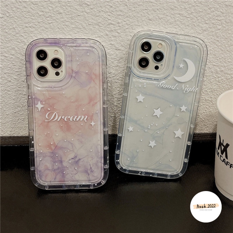 IPHONE Casing Bening Kompatibel Untuk Iphone11 14 13 12 Pro Max7 8 6 6S Plus XR X XS MAX Lukisan Tinta Fantasi Shockproof Langit Berbintang Bulan Bintang Airbag Soft Phone Case TPU Back Cover