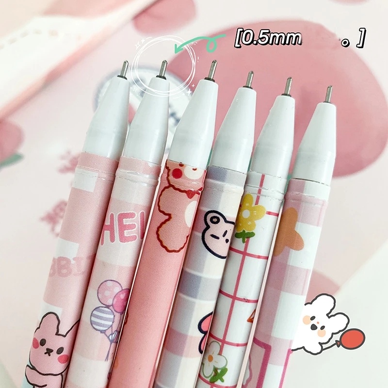 Kawaii Erasable Gel Pen/Pensil Netral 0.5mm Biru Dapat Dicuci/Kartun Animal Series Alat Tulis Stationery