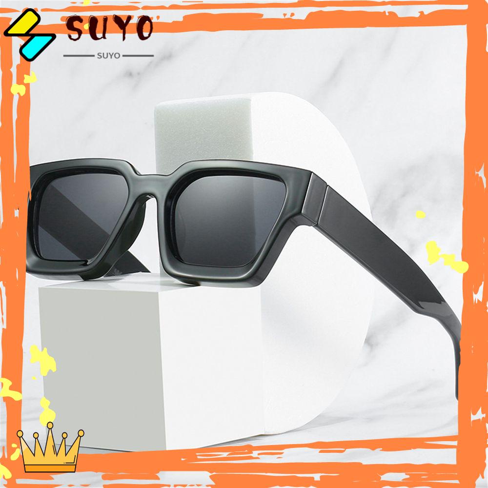 Suyo Kacamata Retro Trendy Punk Bingkai Persegi Tebal Ladies Shades