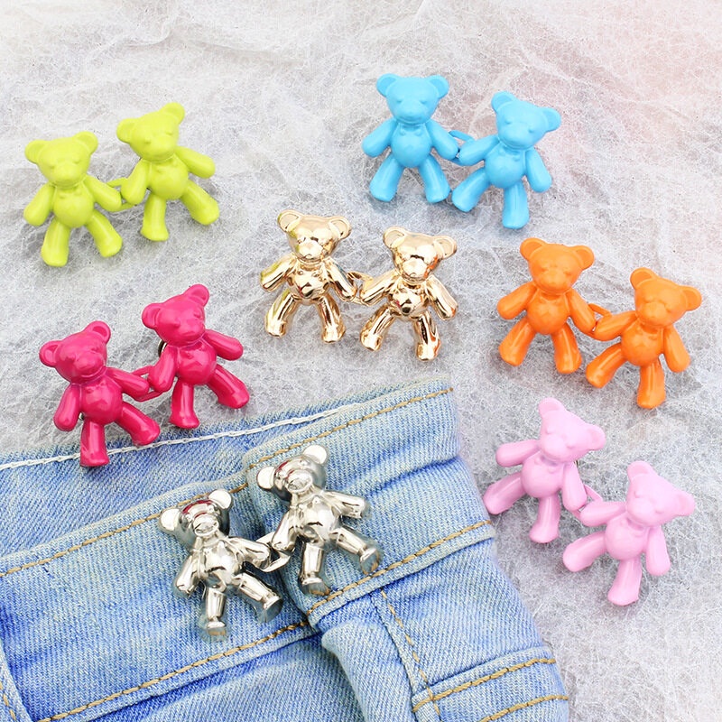 Bear Detachable Metal Buttons Snap Fastener Pants Pin Tombol Ditarik Jahitan-Gratis Gesper Jeans Cocok Sangat Mengurangi Pinggang