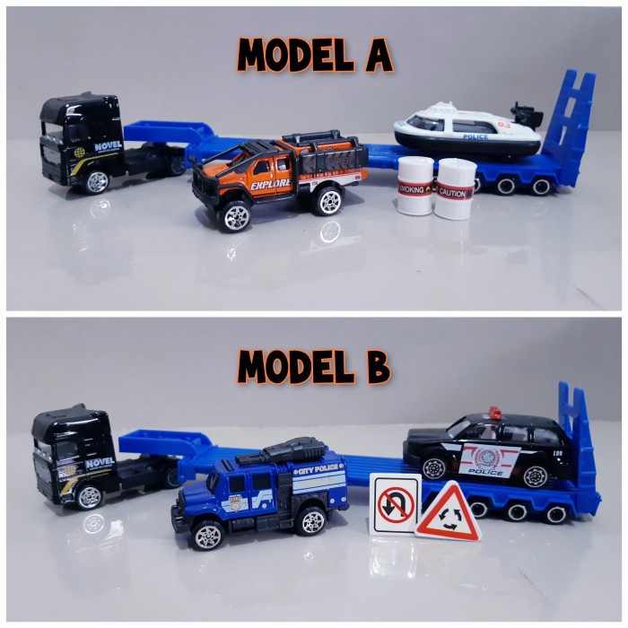 Diecast Set Kendaraan Police Alloy Miniatur Mobil Truk Polisi Edukasi