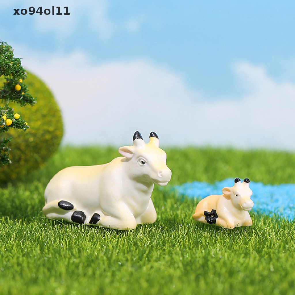 Xo Patung Sapi Mini Model Hewan Pemandangan Mikro Dekorasi Rumah Miniatur OL