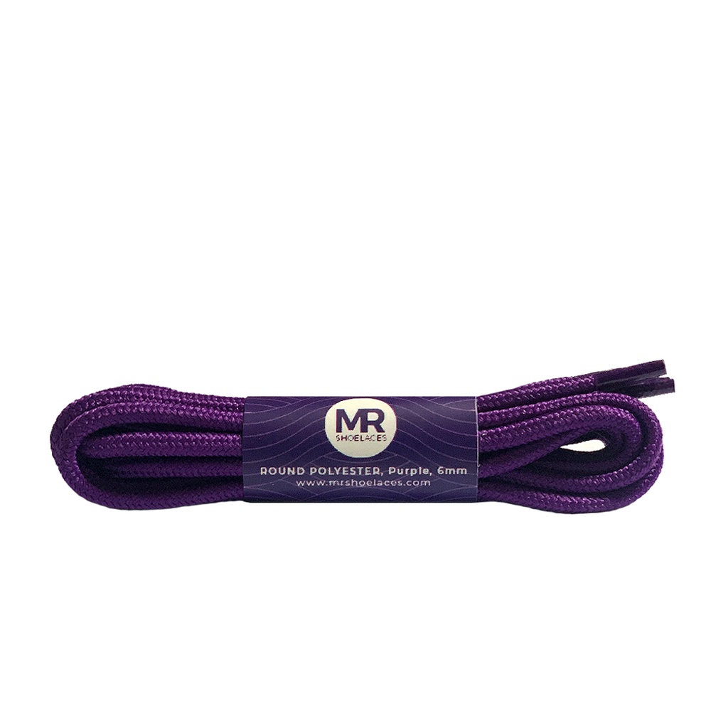 MR Shoelaces RP25 Ungu (Purple) Tali Sepatu Bulat Round Big 6mm Shoelaces 90cm 100cm 120cm 150cm 180cm-200cm Polyester