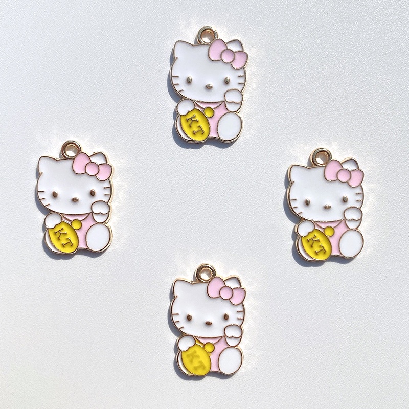 4 Pcs Warna Tetes Minyak Kartun Hewan Liontin DIY Gelang Kalung Membuat Perhiasan Alloy Charm Kitten Pendant