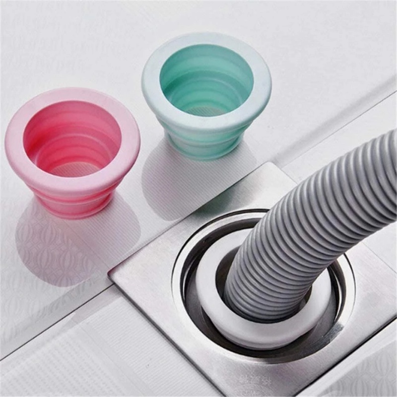 [Harga Grosir] 1Pc Warna Acak Teleskopik Anti-blocking Aksesoris Mesin Cuci Bathtub Pipa Drain Plug Selokan Anti Bocor Sealing Ring Anti Serangga Anti Bau Wastafel Lingkaran