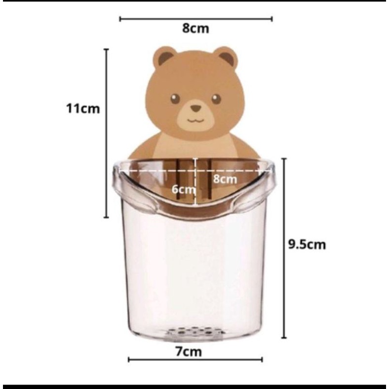 Gelas Tempel Motif Beruang / Gantungan Sikat Gigi Motif Beruang