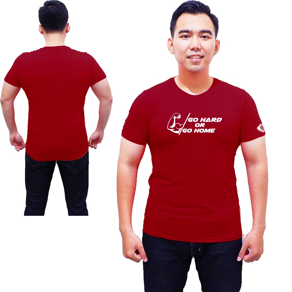 Kaos Gym Fitnes Pria Go Hard or go home bodyfit