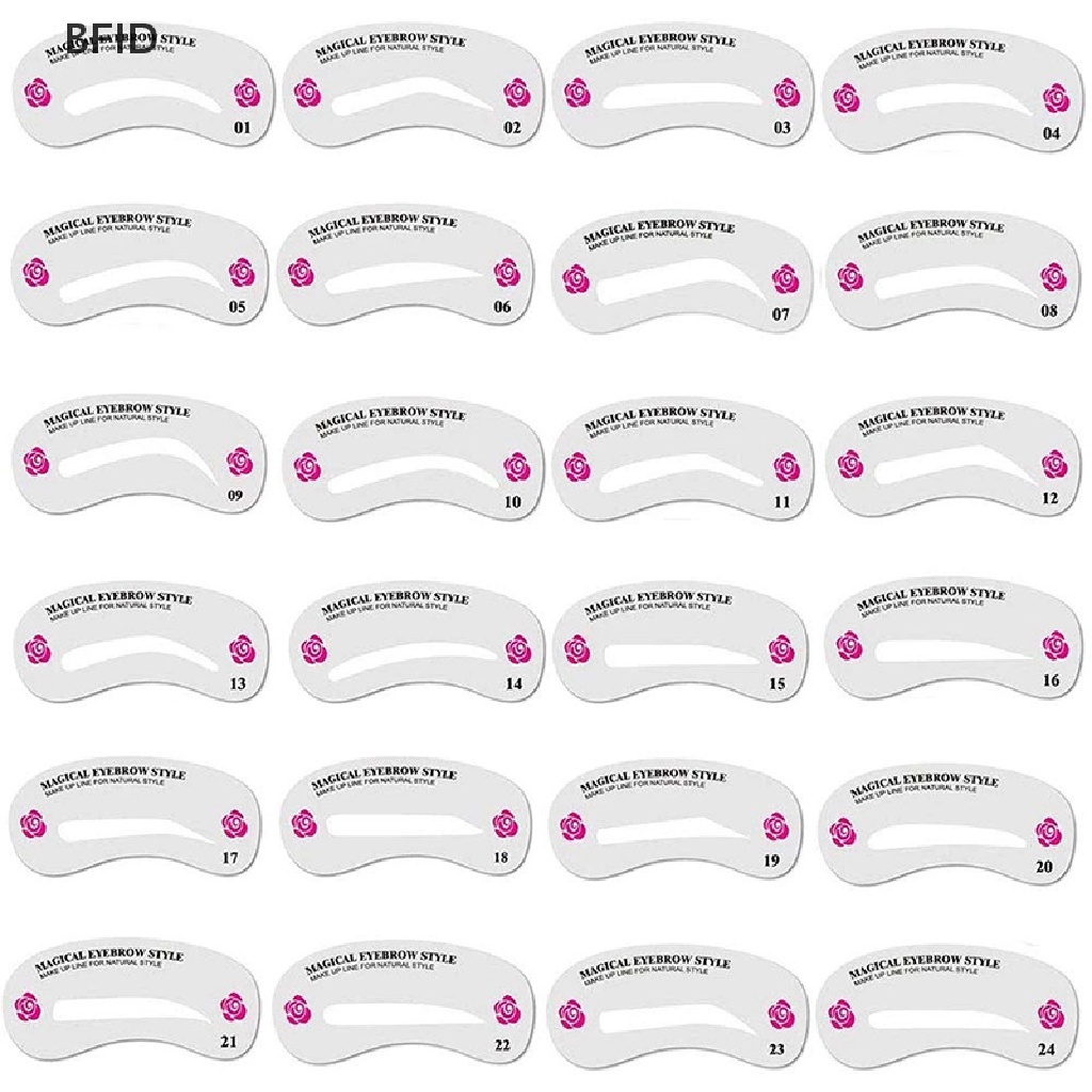 [BFID] 24pcs Pembentuk Alis Membentuk Stensil Grooming Charm Brow Card Template Makeup [ID]