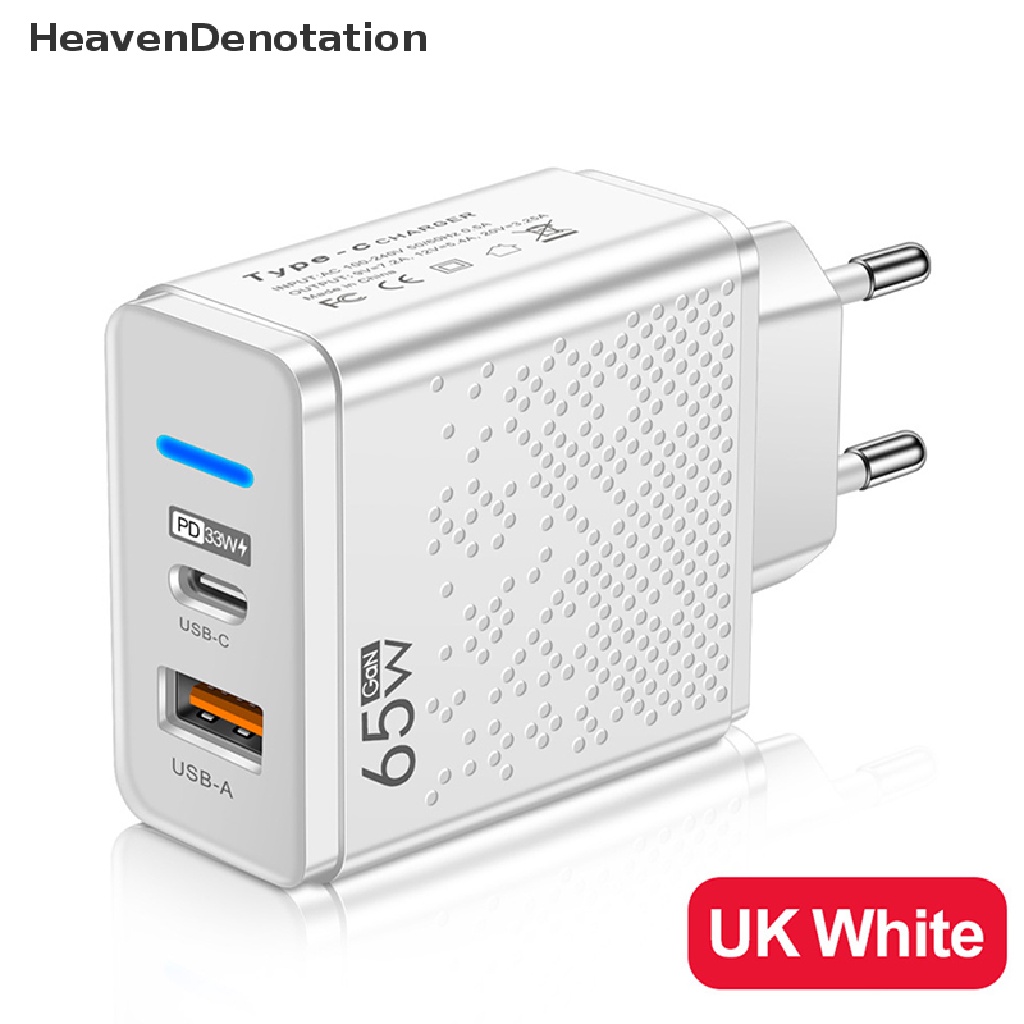 XIAOMI SAMSUNG [HeavenDenotation] Fast Charge Charger 65W USB C Charger Untuk iPhone Xiaomi12Samsung Huawei USB Charger Ponsel QC 3.0 Adaptor Ponsel HDV