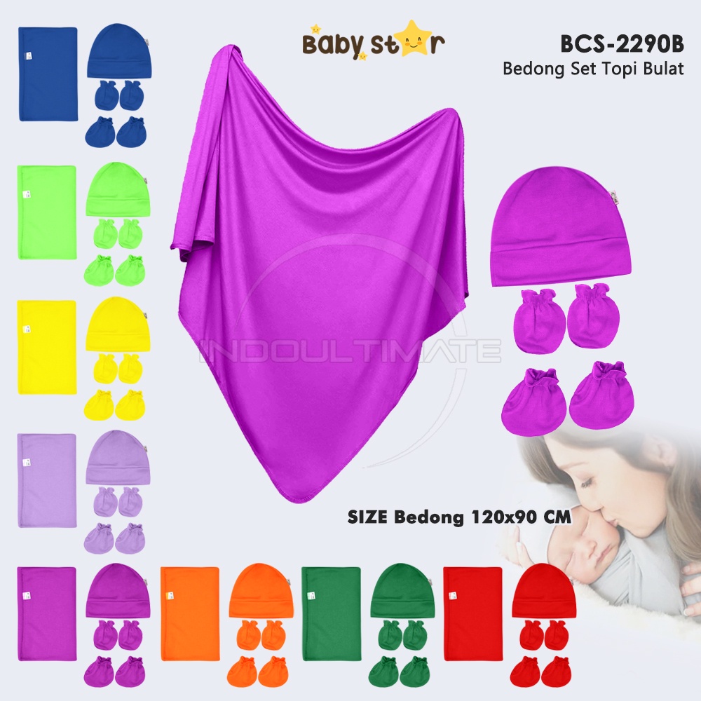 JUMBO Bedong Set Topi Sarung Tangan Kaki Bayi 4in1Paket Newborn Paket Lengkap Bayi Baru Lahir Bedong Bayi + Topi + Sarung Tangan Kaki Bayi BABY STAR Alas Tidur Bayi Selimut Tidur Bayi Perlengkapan Bayi Baru Lahir BCS-2290B