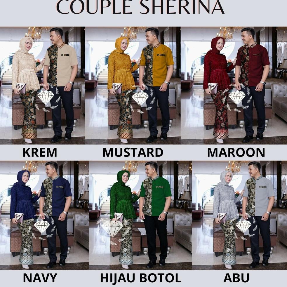 NEW STOCK CP Sherina Batik / Kapel Pasangan Brukat / Baju Pasangan Muslim / Couple Batik /Couple Kebaya Brukat