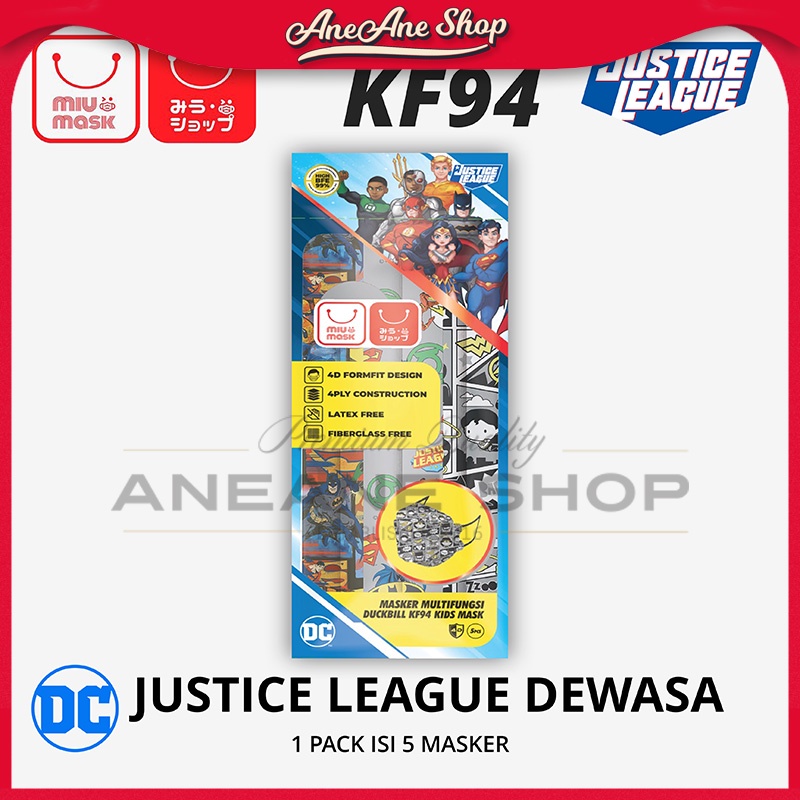 Masker MIU MASK Justice League KF94 Mask Dewasa (4Ply)