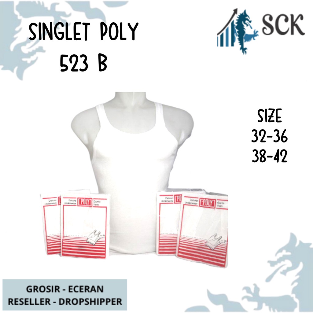 Kaos Dalam Pria POLY 523B Putih Polos Laki-laki / PAKAIAN DALAM Pria HINGS - sckmenwear GROSIR