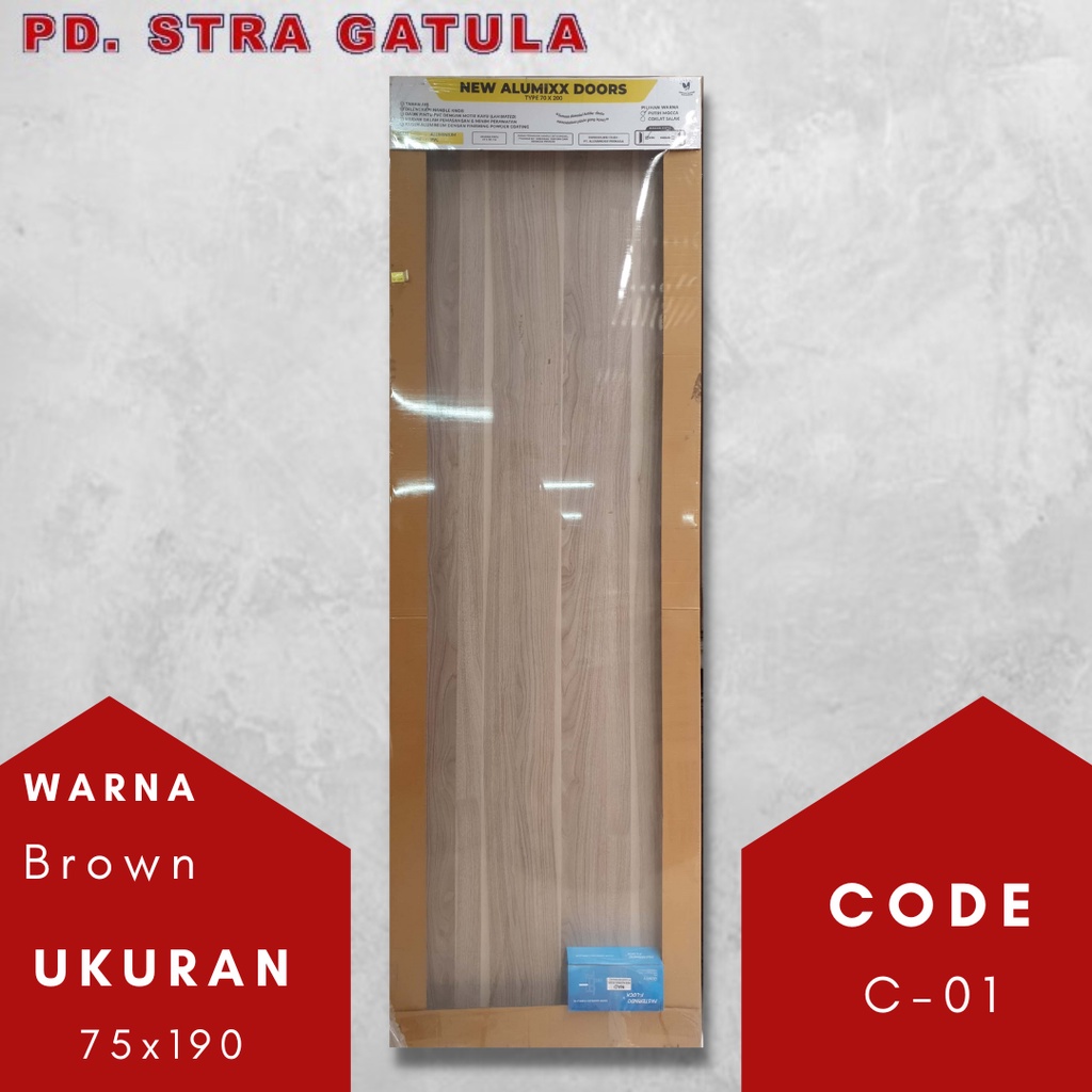 Pintu Kamar Mandi PVC Tebal + Cermin Cream