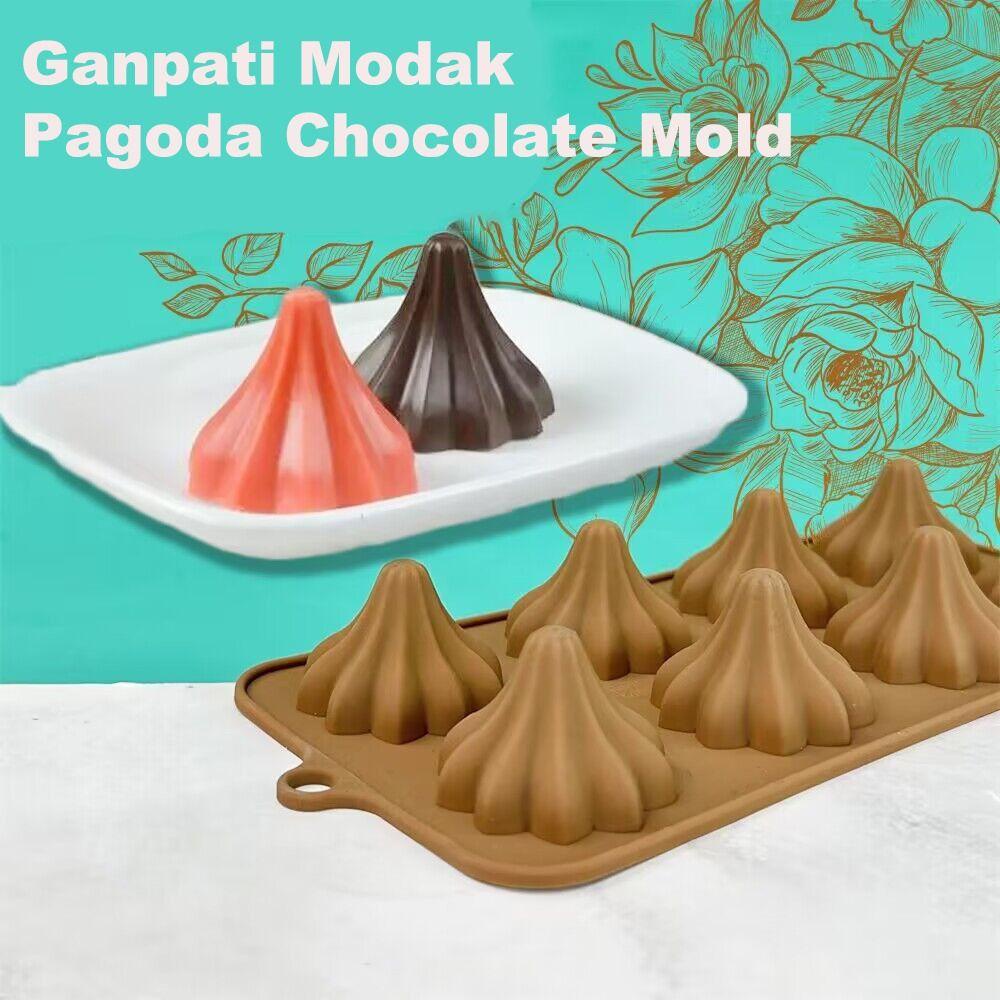 Solighter 8rongga 3D Ganpati Modak Craft Clay Tools Handmade Pagoda Cetakan Coklat