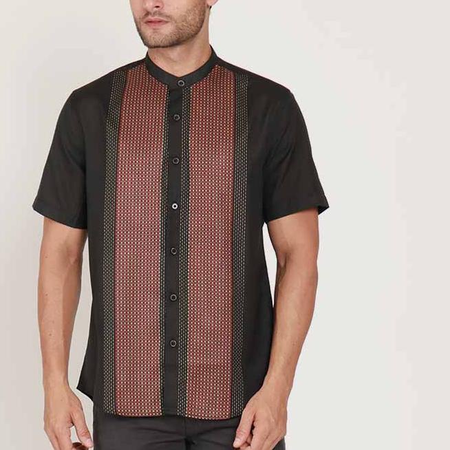 ❂ KOKO GUFRAN BLACK Kemeja Casual Formal Pria Lengan Pendek SS - Baju Atasan Top Man Muslim Shirt Ed