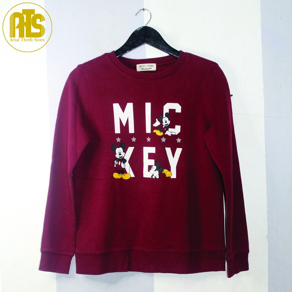 PRELOVED CREWNECK MICKEY INDIGO BANK MAROON (MARUN)