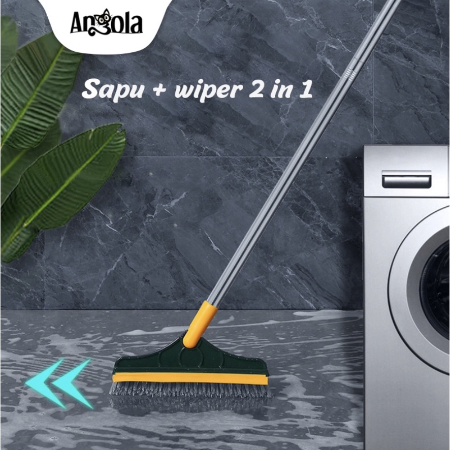 Sikat Dorong Lantai Dengan Wiper D48 Alat Pembersih Lantai Kaca 2IN1 Sikat Toilet