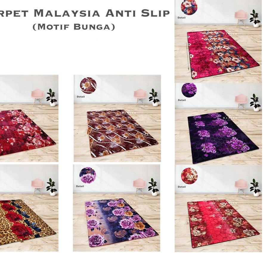 ☟ Karpet malaysia |  Ukuran 95 cm x 140 cm | Motif Bunga dan Minimalis | Karpet Lantai | Karpet bulu