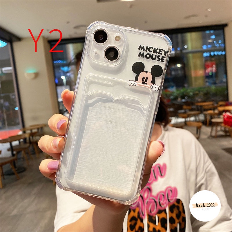 Soft Case Untuk Samsung A73 A53 A33 A23 A32 A72 S22 A52s A12 A13 A02 A20 A02s A03s A50 A50s A30s A10s A22 A52 M22 A30 A71 A51 M32 F22 A03 Core Lucu Minnie Mickey Card Holder