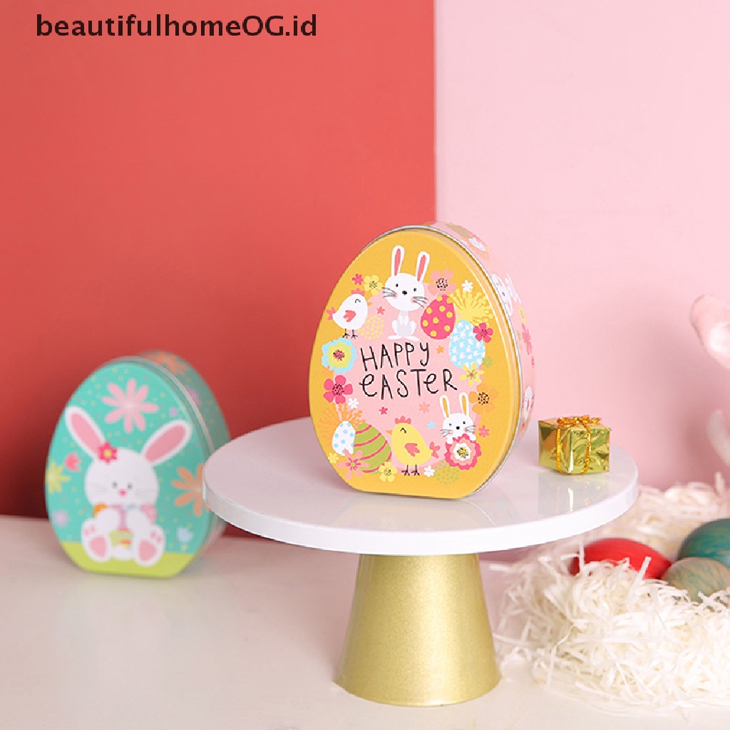 // Beautifulhomeog.id// Easter Box Candy Tin Kaleng Kotak Hadiah Cookie Storage Tinplatelids Telur Bunny Jar **