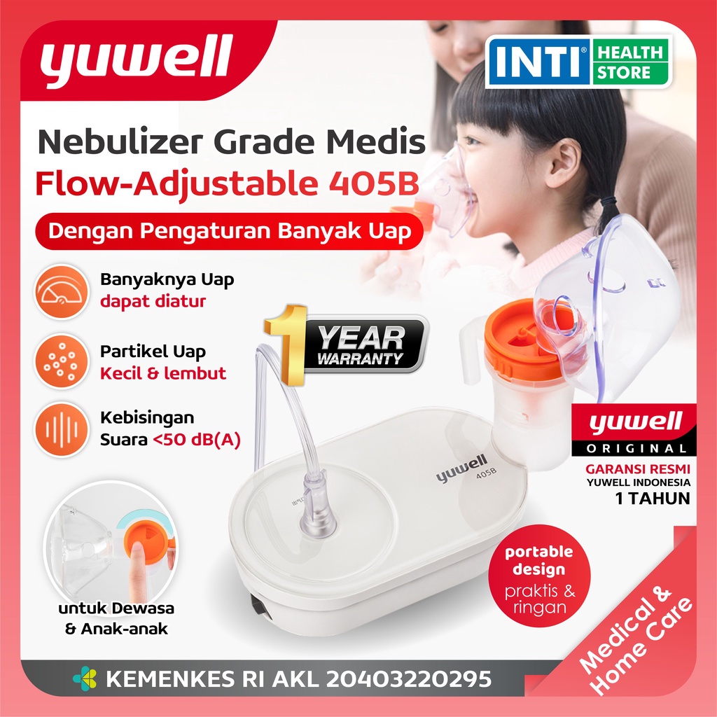Yuwell Nebulizer Portable Air Compressor 405B | Alat Uap Batuk Pilek