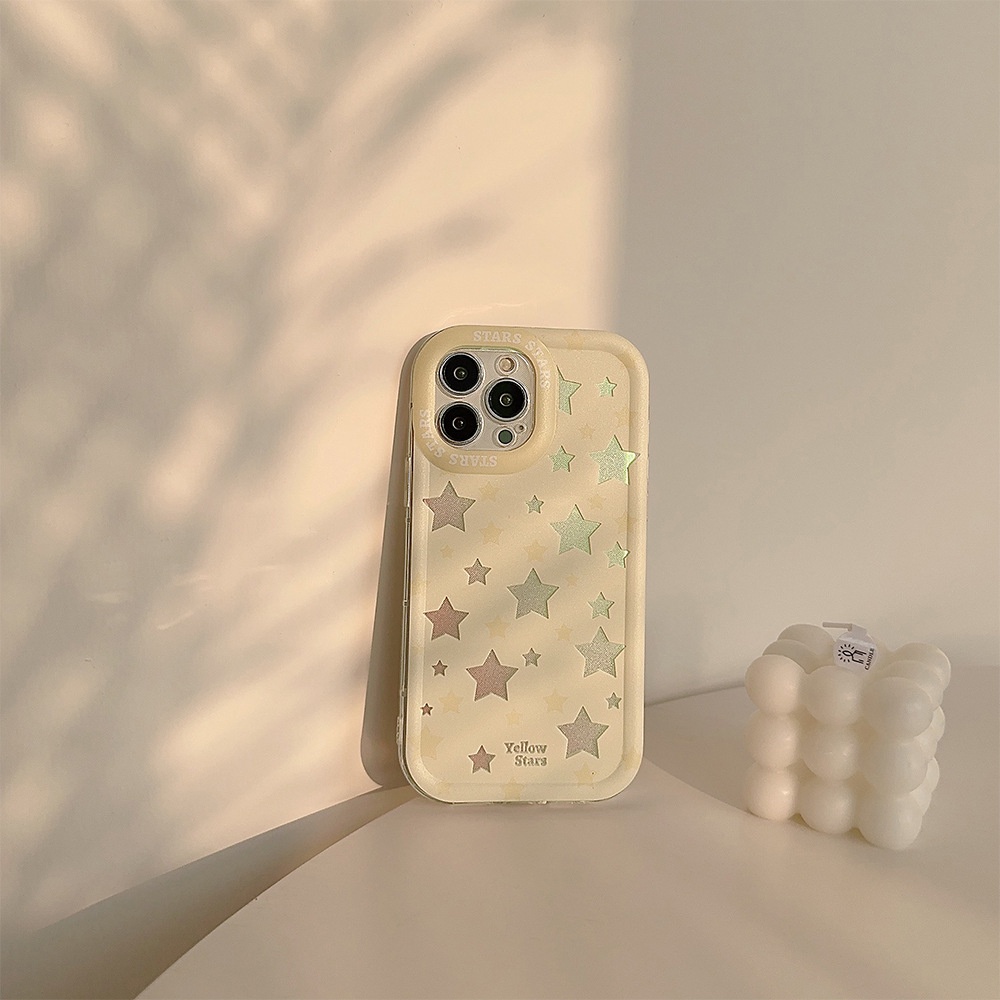 IPHONE Ins Lasers Kuning Ungu Bintang Silikon Case Untuk Iphone14 11 12 13 PRO MAX Casing Cover Pelindung AT0043