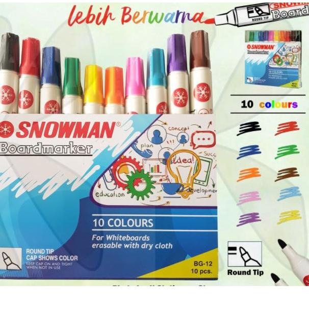 

CodeBb0B5 Spidol Whiteboard Snowman 10 Warna - Spidol White Board Papan Tulis Snowman SET BG 12