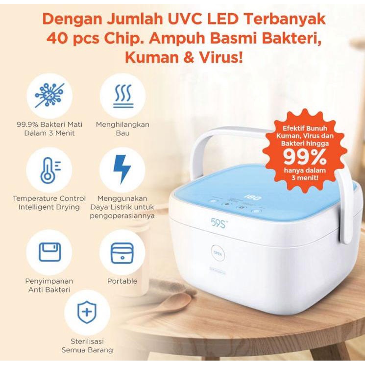 [Ready Stock] 59S UVC LED Sterilizing Box (Built in Battery) - UV Sterilizer Botol Bayi