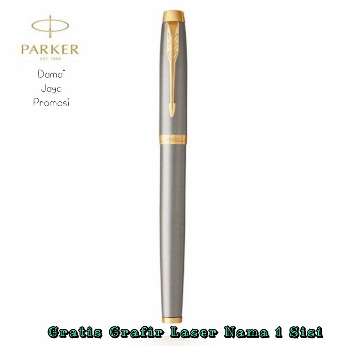 

Parker New IM Brushed Metal Gold Trim Roller Ball + Free Grafir Nama