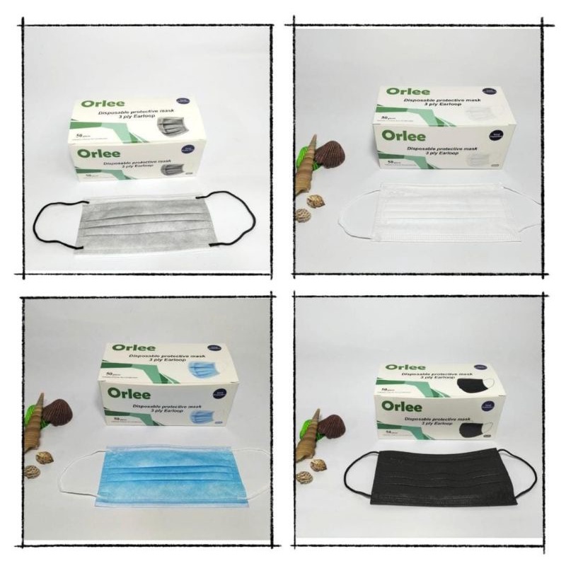Masker Orlee Medis Earloop 3 ply 50pcs surgical face mask cantol 3ply ijin Kemenkes Men Sale Hijau