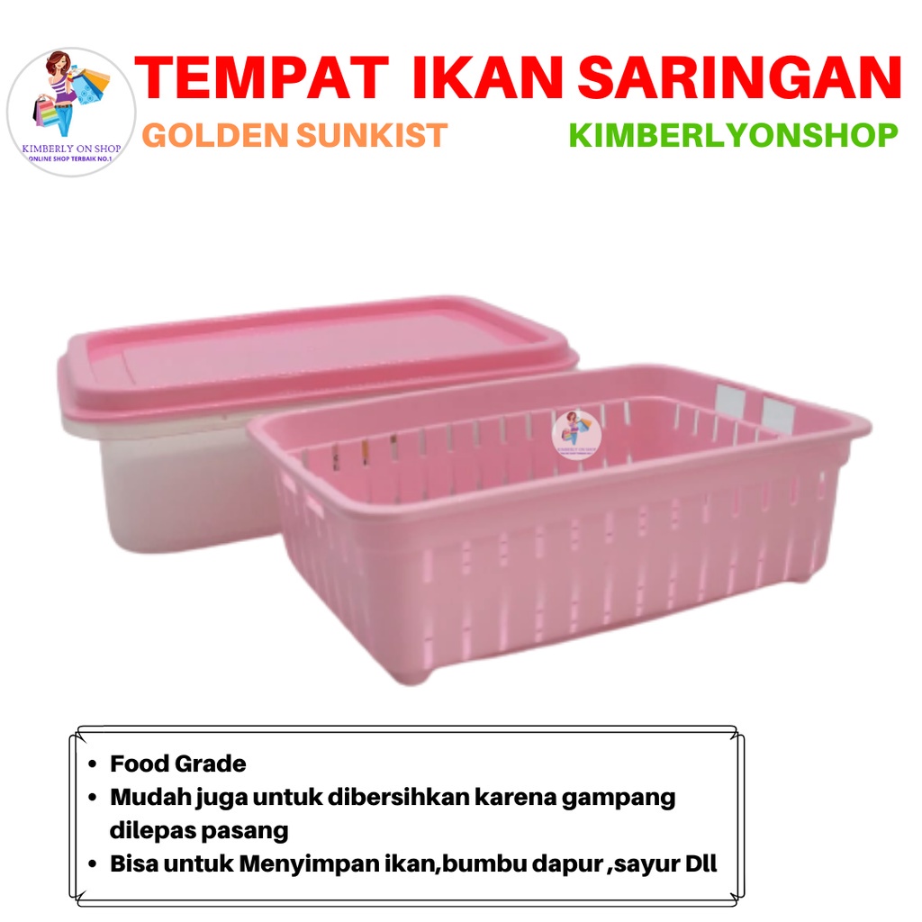 Tempat Ikan Saringan Tempat Penyimpan Makanan Serbaguna Golden Sunkist